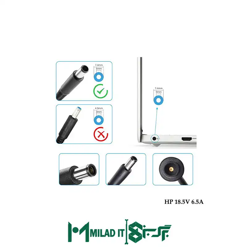 آداپتور لپ تاپ اچ پی HP 18.5V 6.5A Delta _7.45.0
