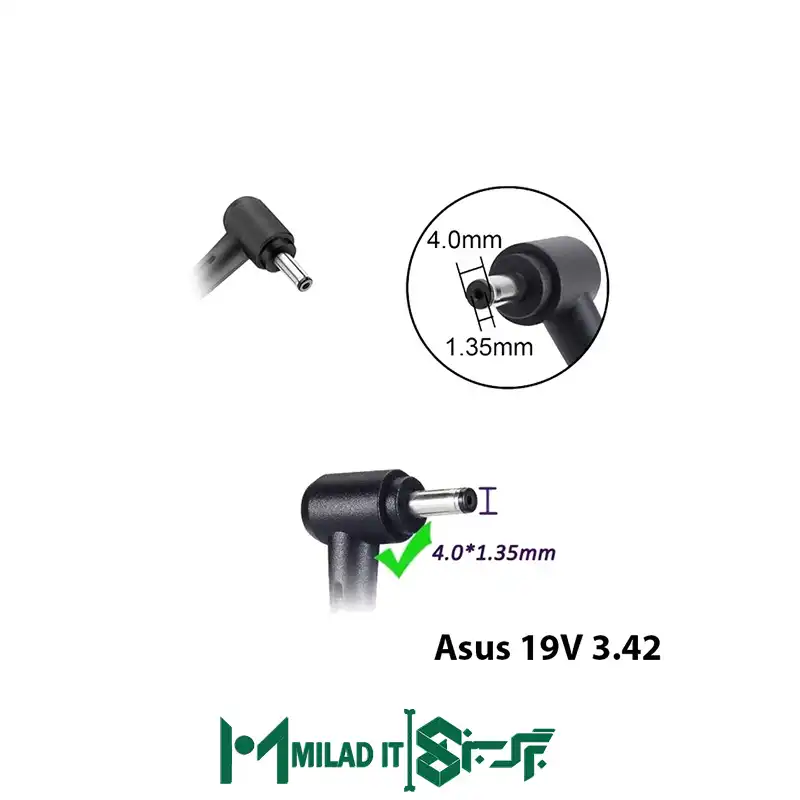 آداپتور لپ تاپ ایسوس Asus 19V 3.42A _4.01.35 مربعی- گارانتی بیمه ایران