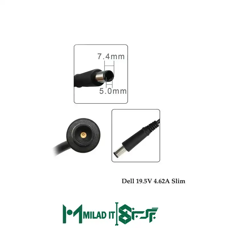 آداپتور لپ تاپ دل Dell 19.5V 4.62A Slim _7.45.0