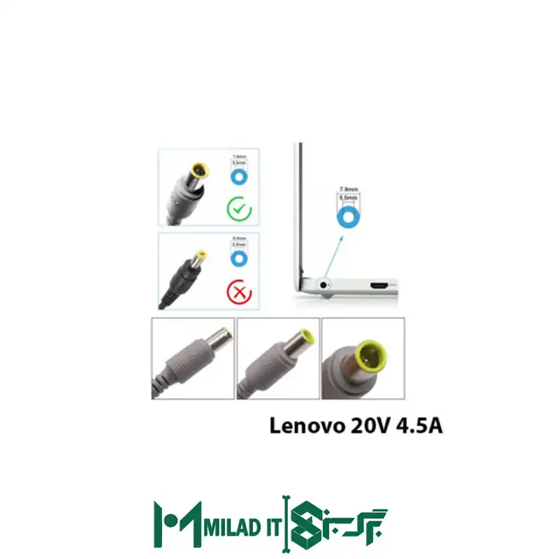 آداپتور لپ تاپ لنوو Lenovo 20V 4.5A _7.95.5