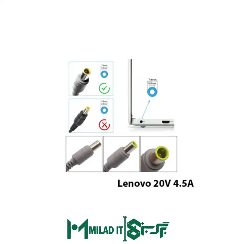 آداپتور لپ تاپ لنوو Lenovo 20V 4.5A _7.95.5 - گارانتی بیمه ایران